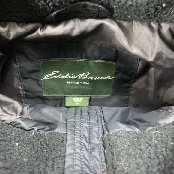 Eddie Bauer Women’s Size M full zip down fill black long puffer Jacket EB550 - Picture 3 of 7